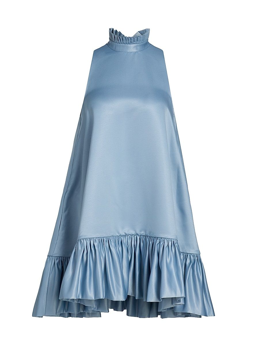 Women's Alcott Silk Trapeze Minidress - Hazy Blue - Size Large