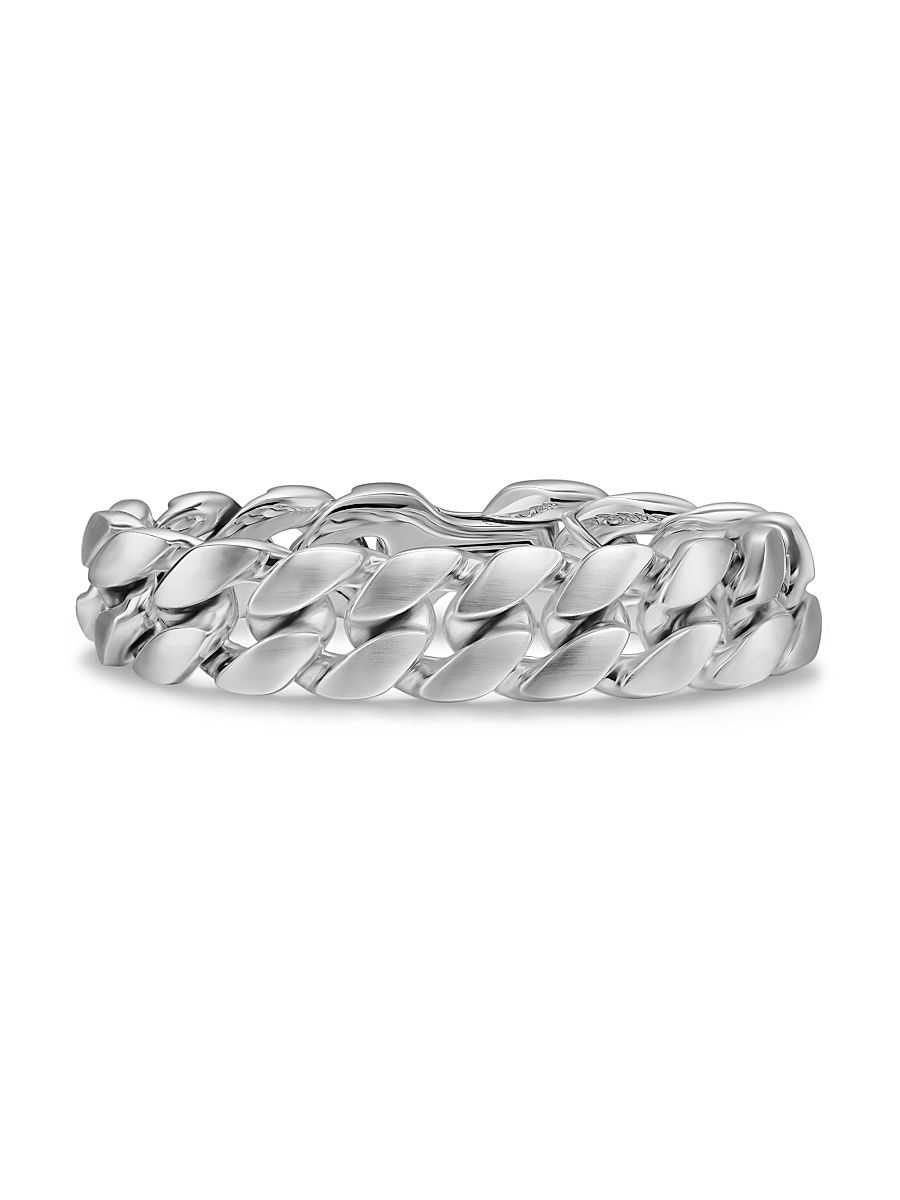 Men's Curb Chain Bracelet in Sterling Silver, 18MM - Silver - Size Medium