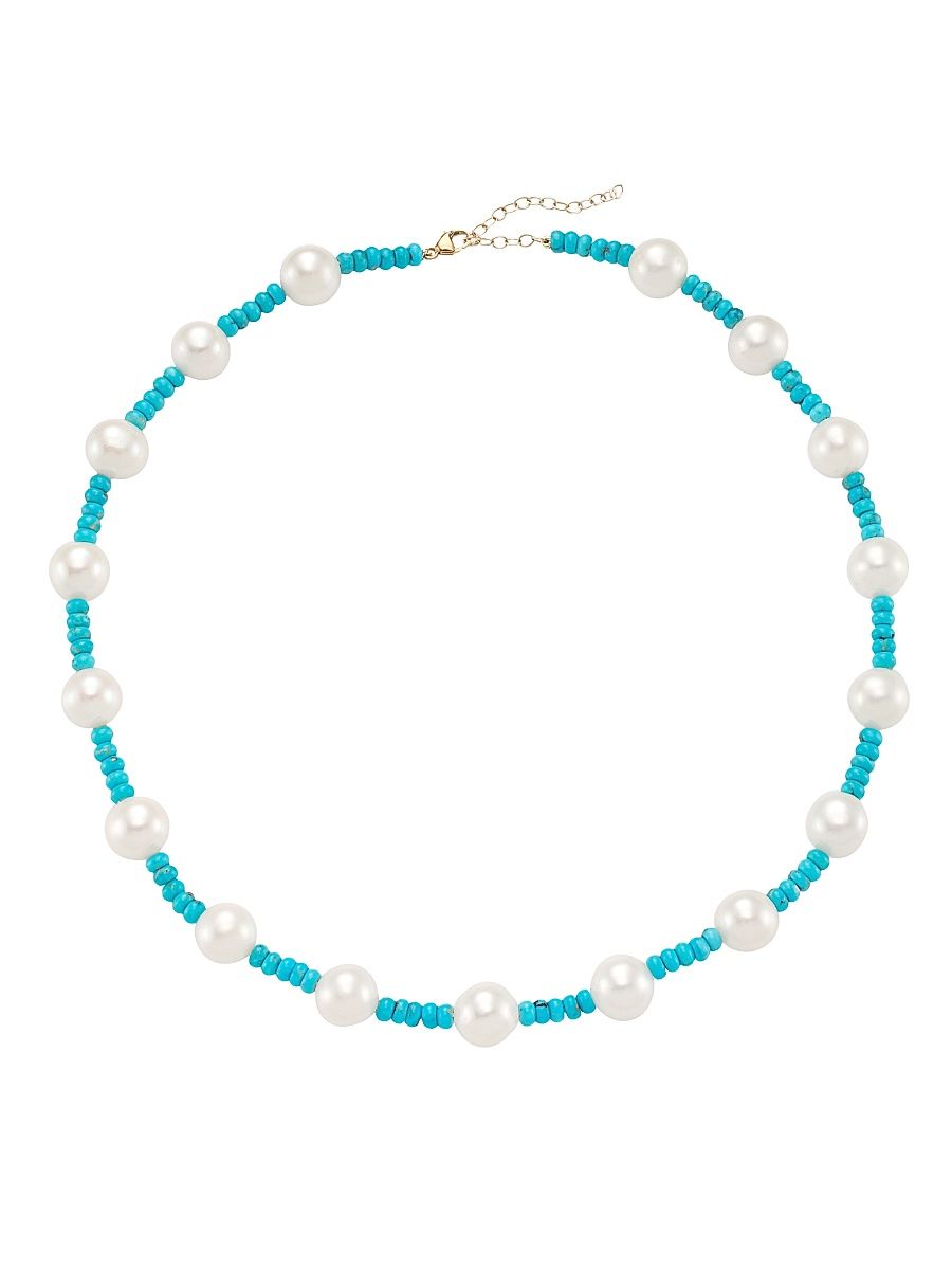 Women's Nevada Turquoise & Freshwater Pearl Candy Necklace - Turquoise