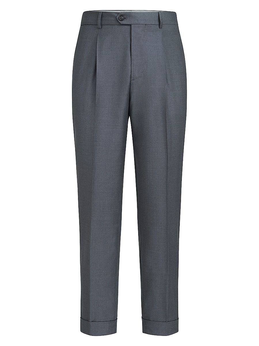 Men's Super 150s Virgin Wool Four Season Batavia Trousers - Medium Grey - Size 44