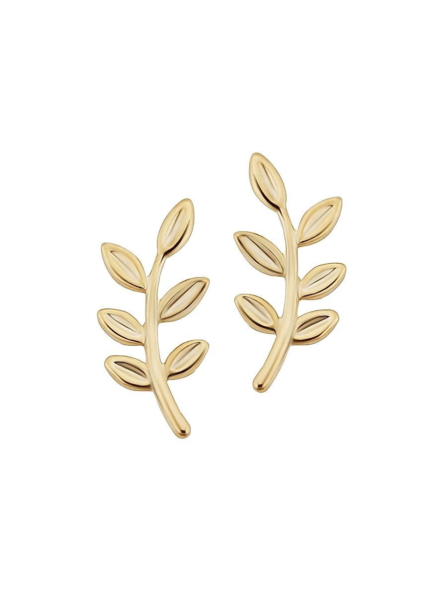 Women's 14K Yellow Solid Gold Peace and Love Studs - Yellow Gold