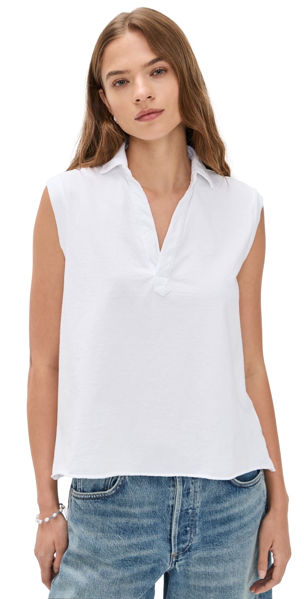 Frank & Eileen Popover Collar Tank White L