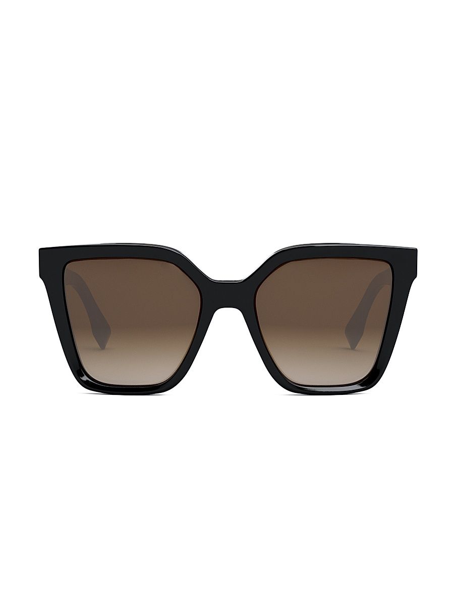 Women's Lettering 55MM Square Sunglasses - Shiny Black