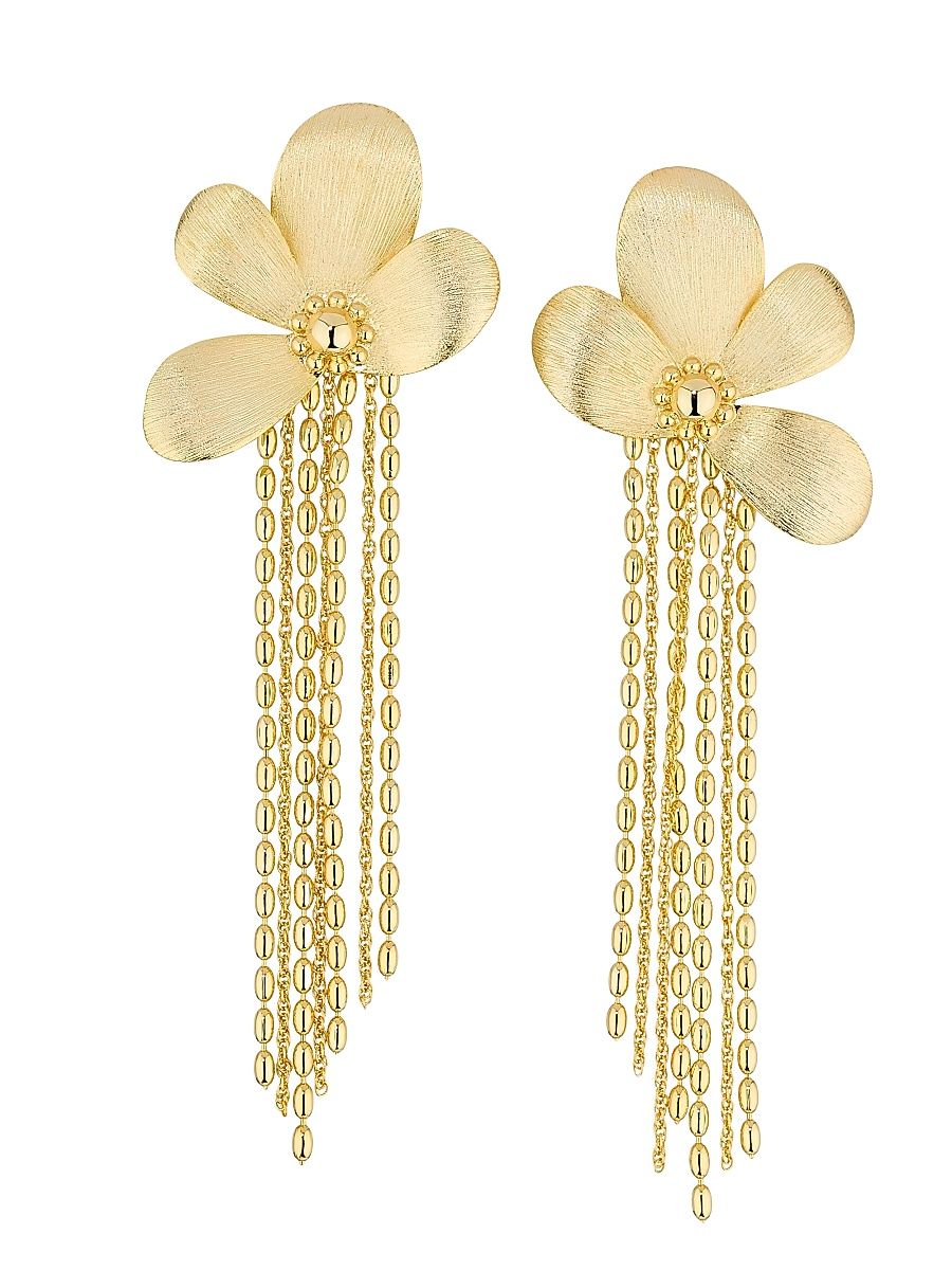 Women's Brushed Flower Anaya Goldtone Stainless Steel Earrings - Gold