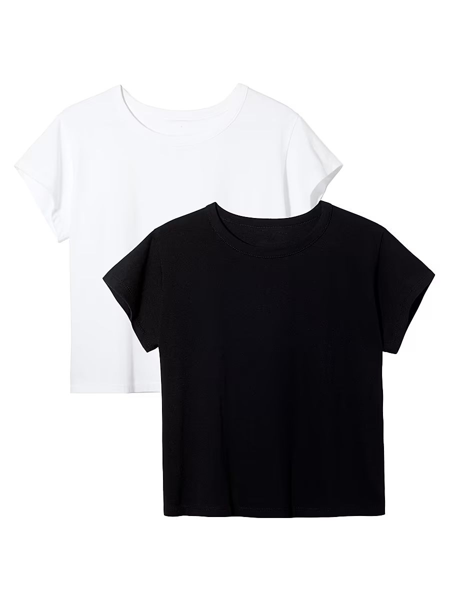 Women's Classic Margo Two-Piece T-Shirt Set - Black White - Size XL