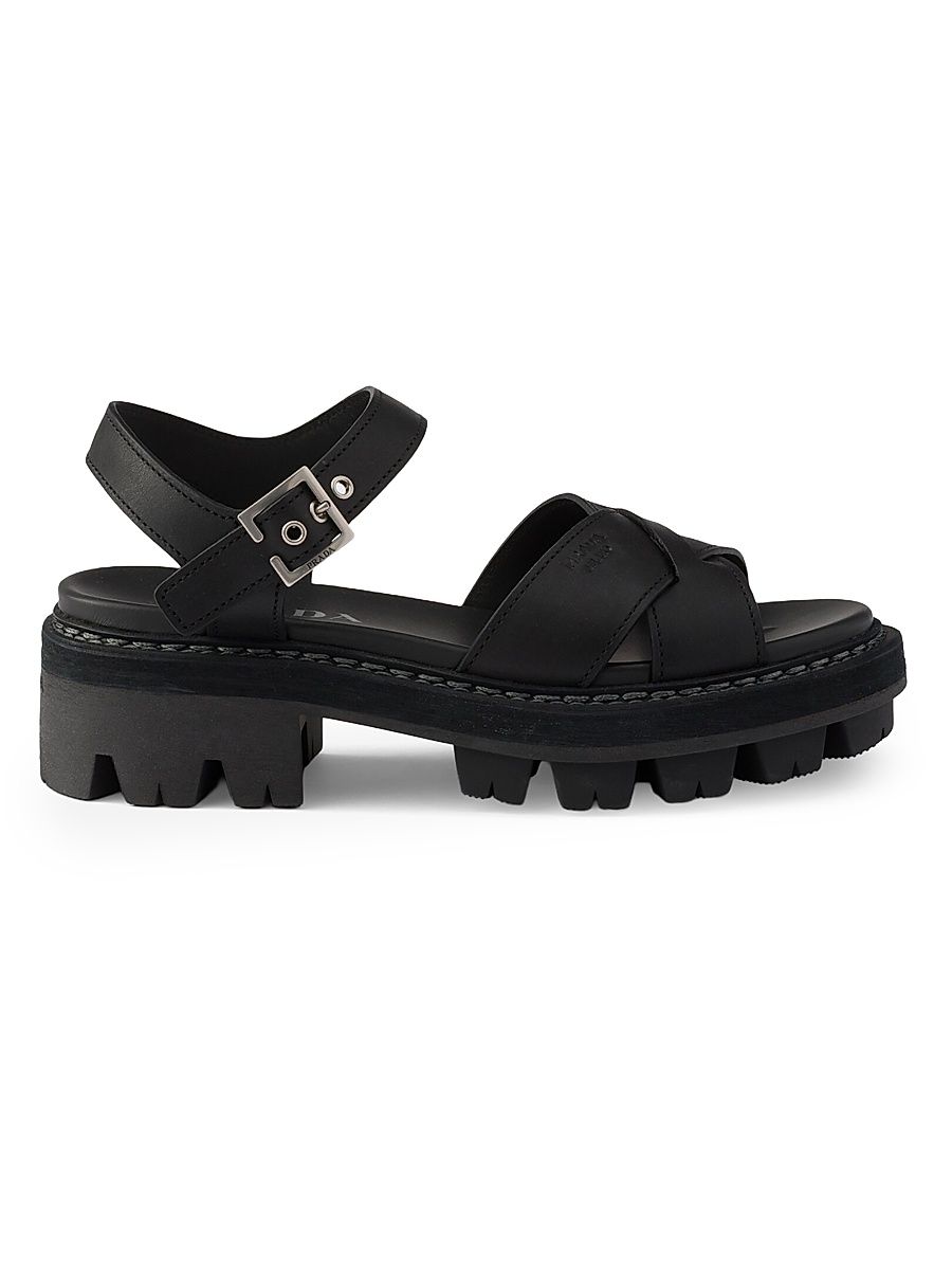 Women's Leather Sandals - Black - Size 5.5