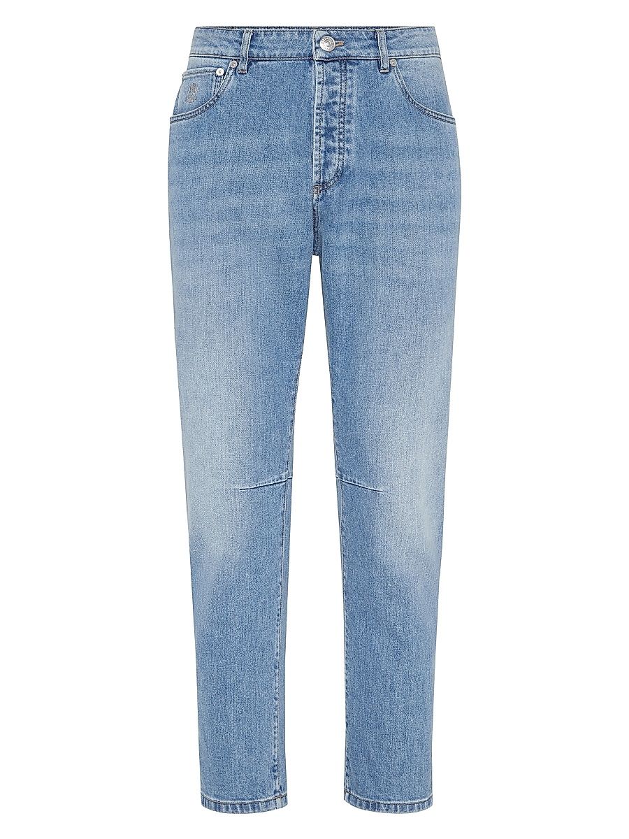 Men's Comfort Cotton Denim Leisure Fit Five Pocket Jeans - Denim - Size 48