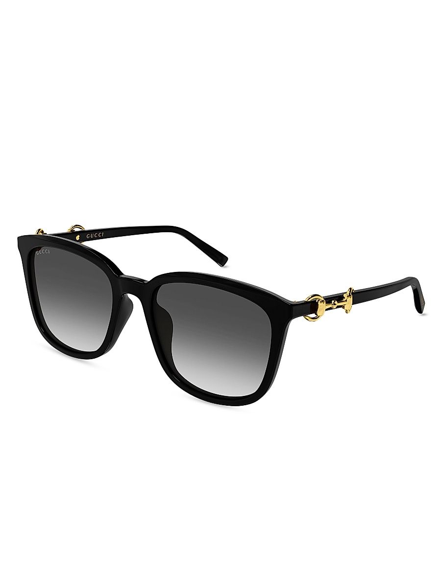 Women's Through Horsebit 56MM Square Sunglasses - Black