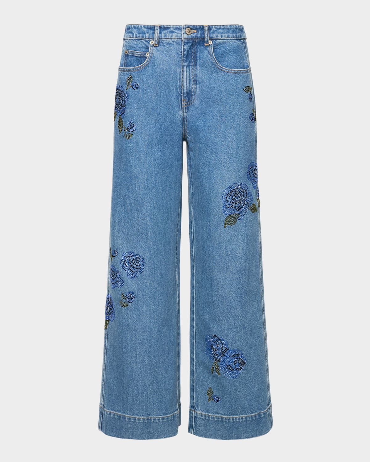 Betsy Wide-Leg Heatset Roses Jeans
