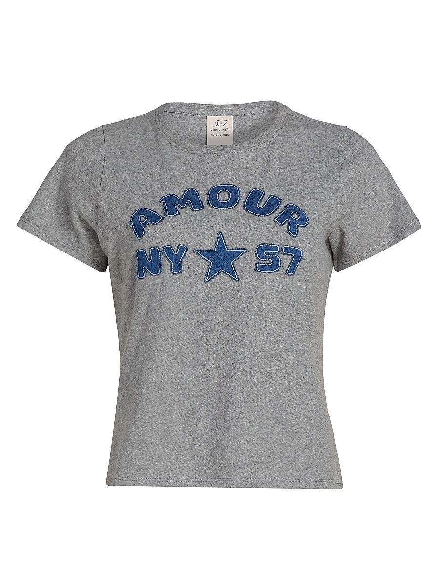 Women's Amour 57 Cotton Shrunken Crewneck T-Shirt - Heather Grey - Size Large