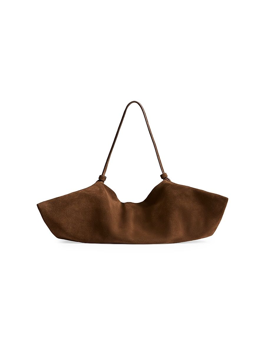 Women's Origami Suede Shoulder Bag - Chocolate