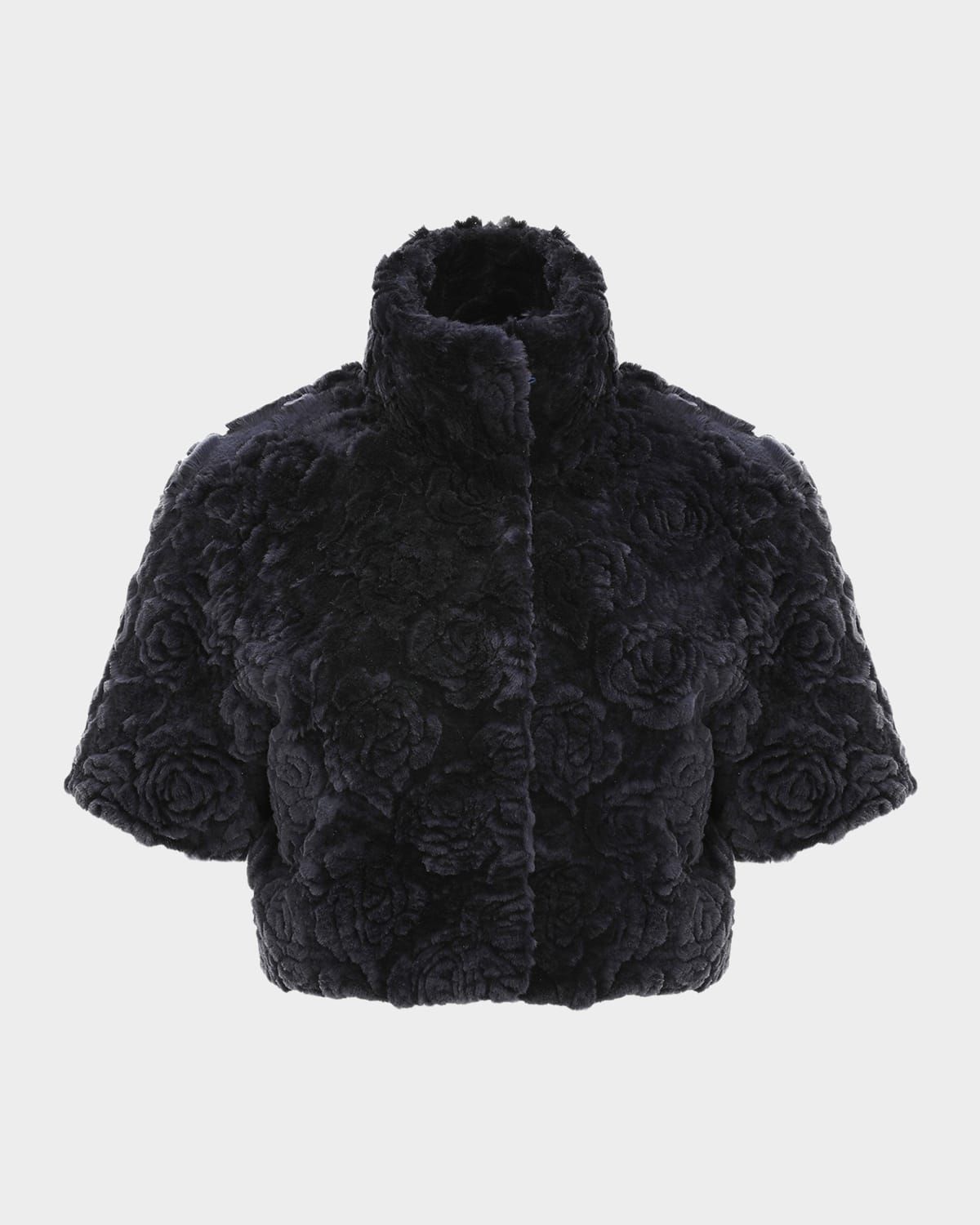 Rose Printed Select Lamb Shearling Bolero Jacket