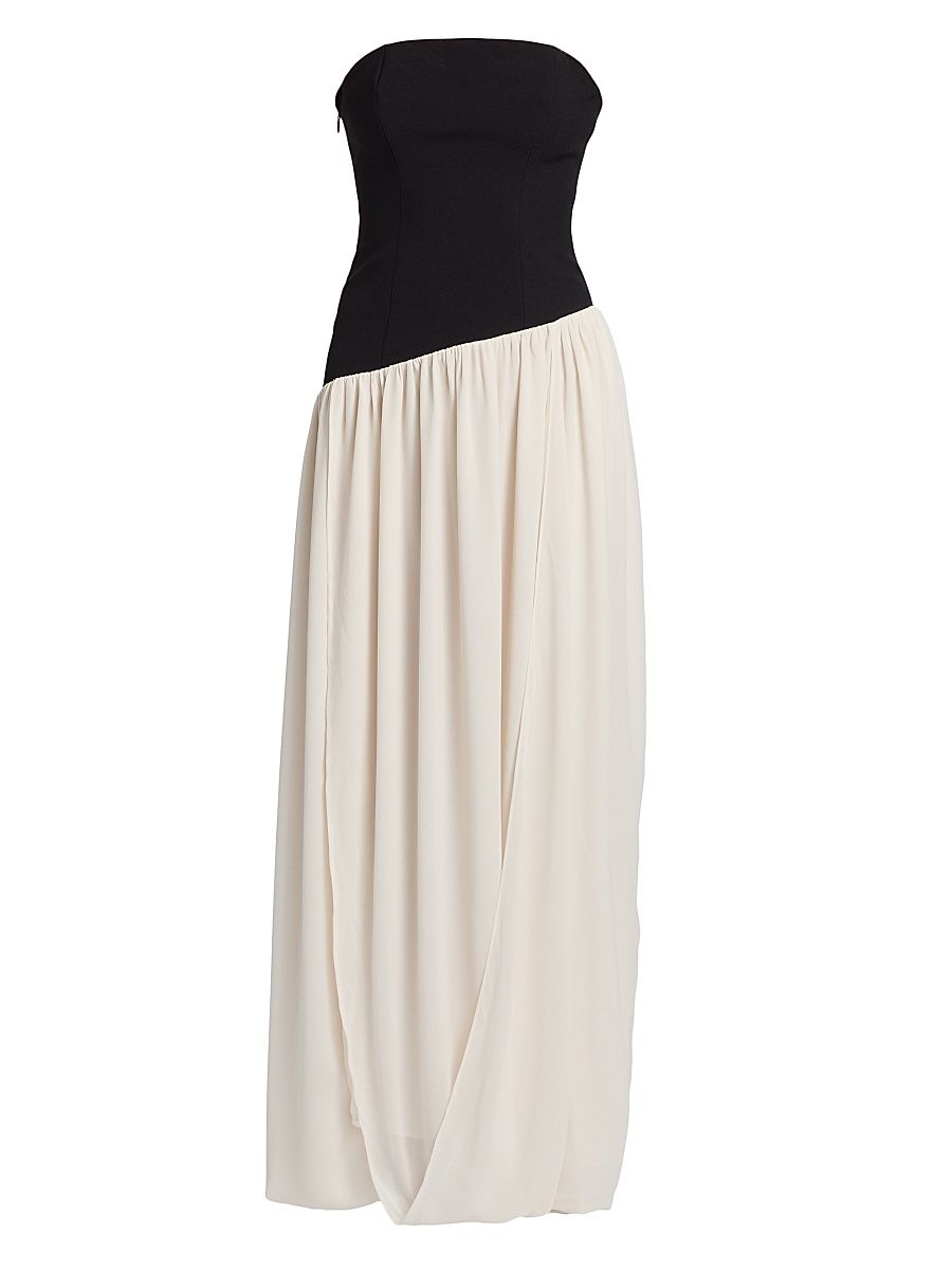 Women's Ballad Colorblocked Strapless Maxi Dress - Black Ivory - Size XL