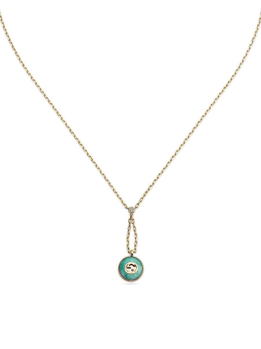 Women's 18K Yellow Gold, Amazonite & 0.05 TCW Diamond Pendant Necklace - Green
