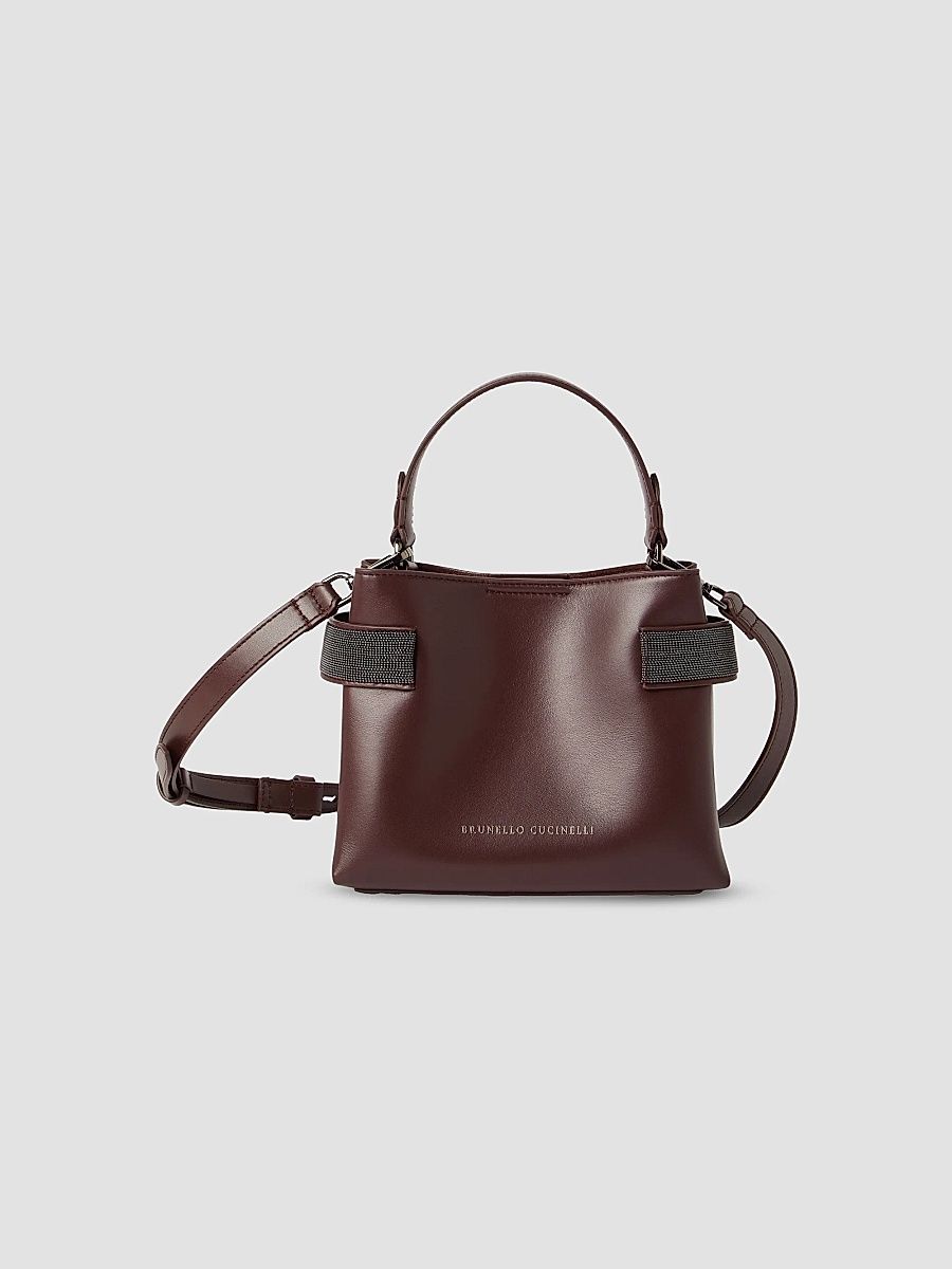 Women's Essence Small Top Handle Bag in Calfskin - Burgundy