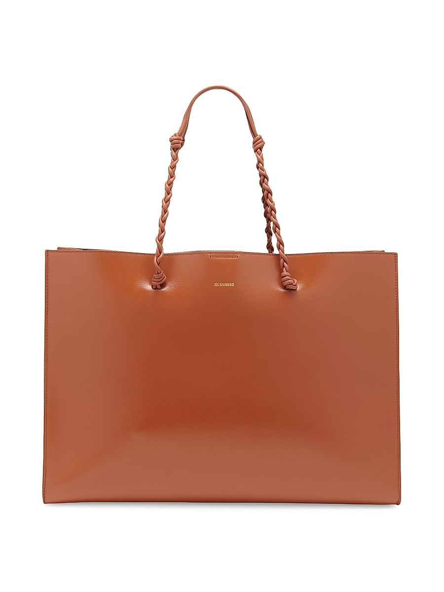 Women's Tangle Leather Shopping Tote Bag - Tan