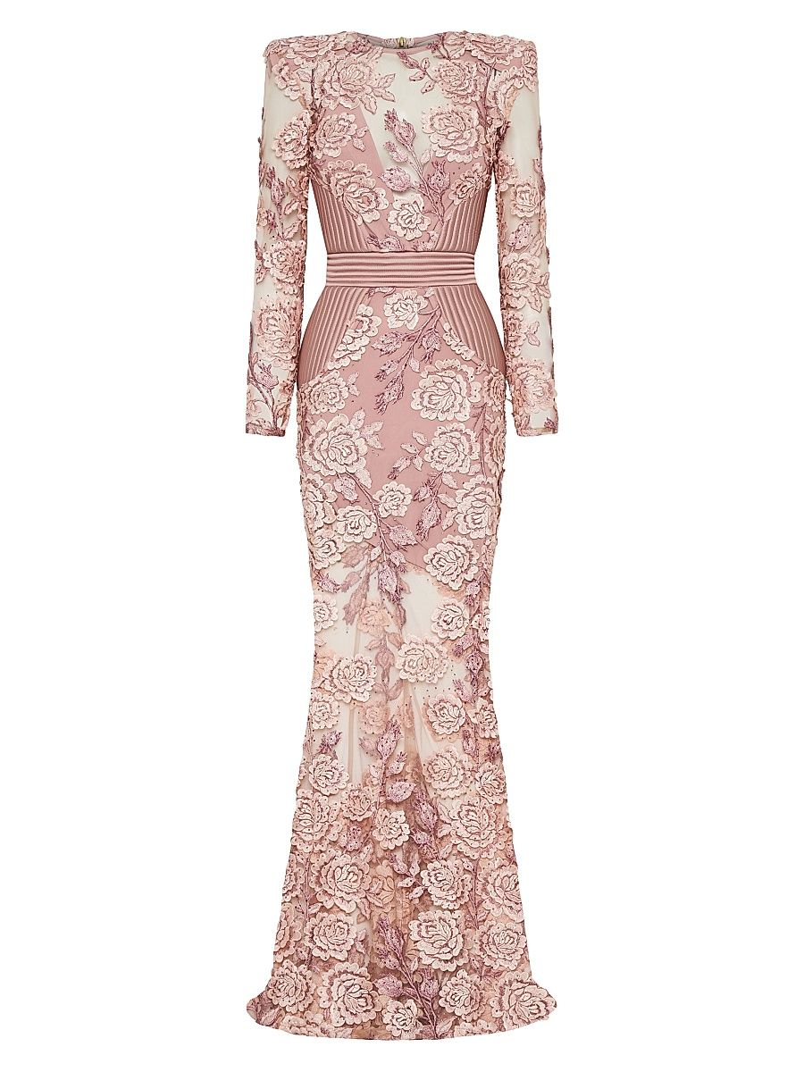 Women's The Beginning Floral Lace Gown - Beige - Size 6