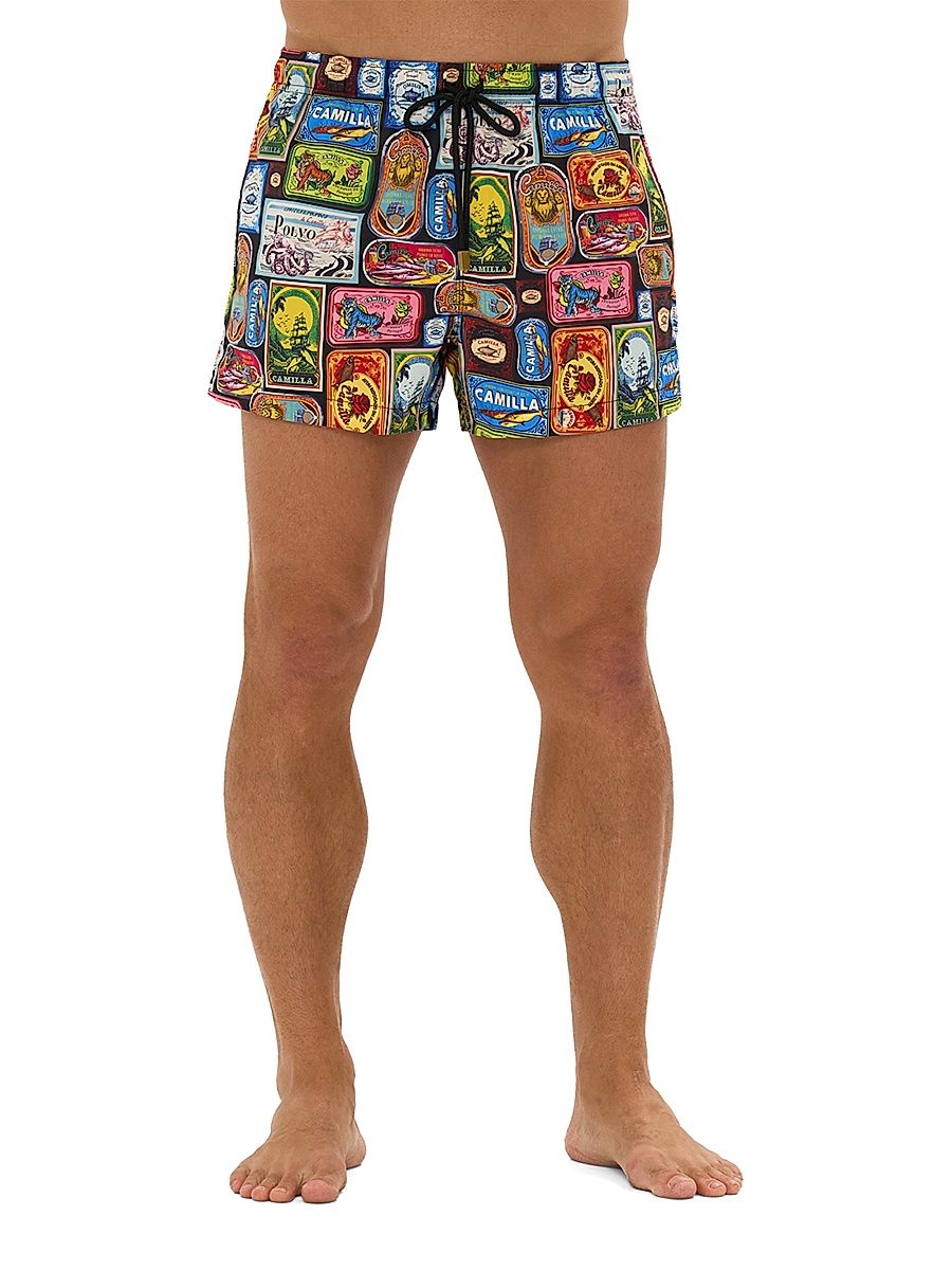 Men's Saldomar Printed Drawstring Swim Shorts - Saldomar - Size Large