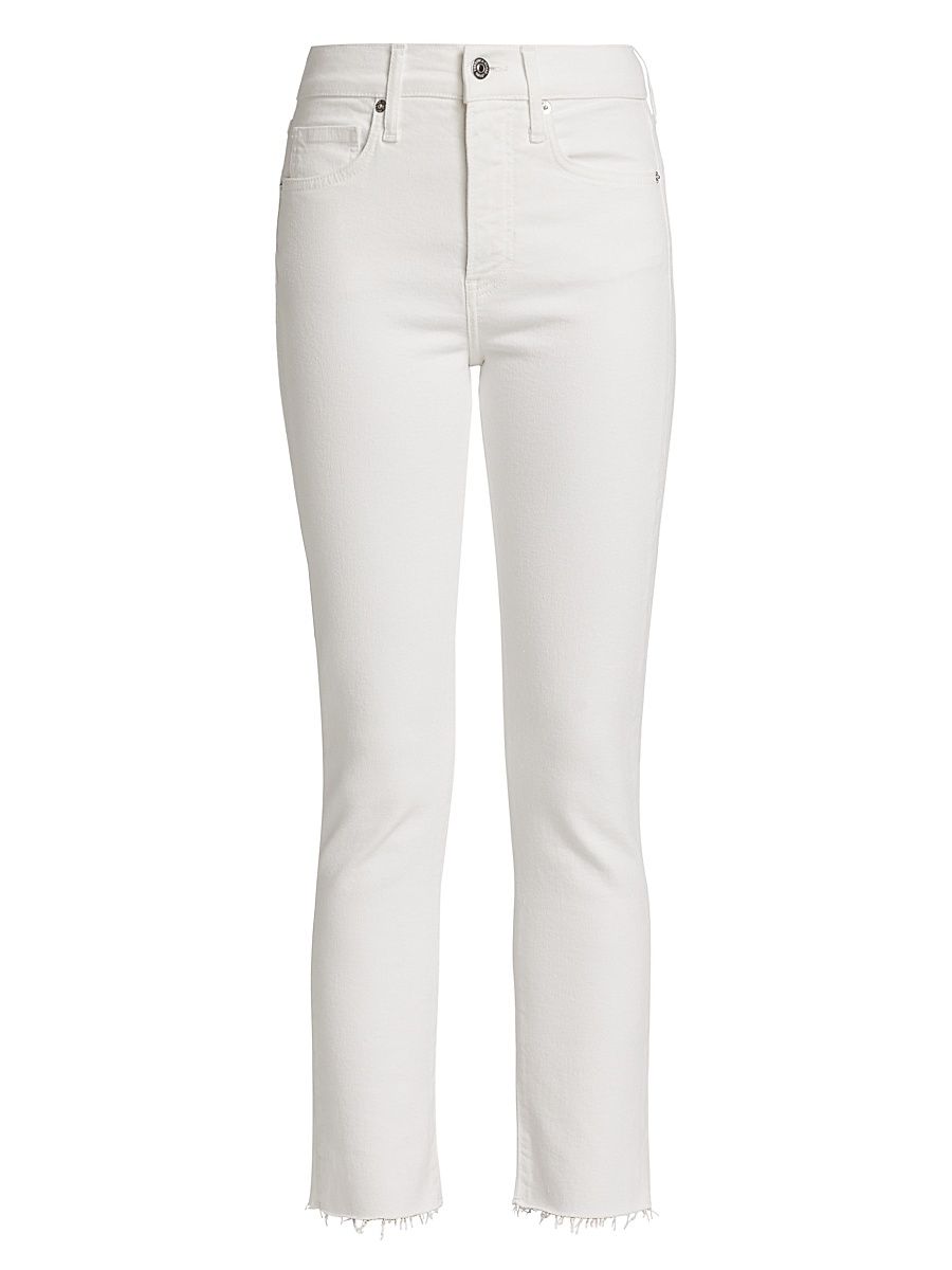 Women's Carly High-Rise Stretch Kick-Flare Crop Jeans - White - Size 31