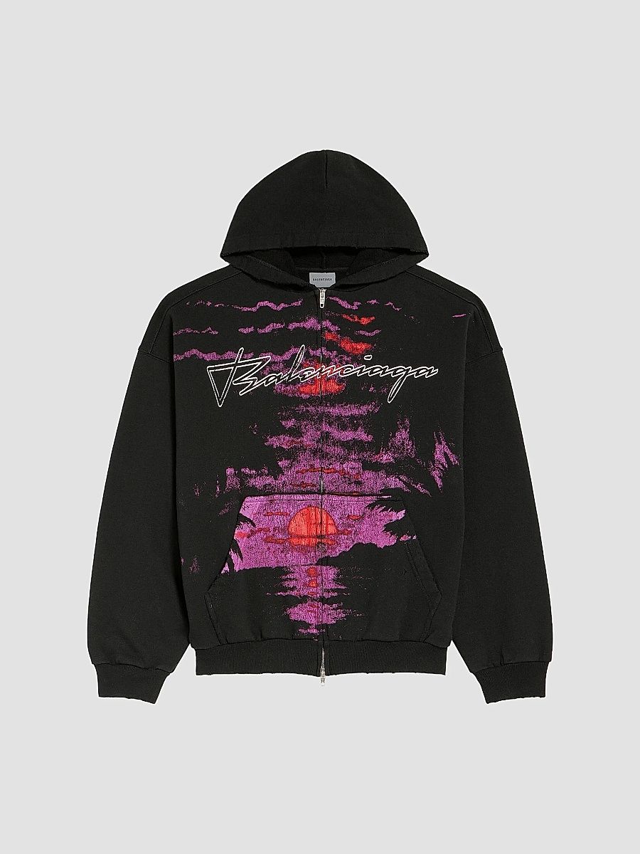 Balenciaga Women's Dream Zip-Up Hoodie - Black - Size XL