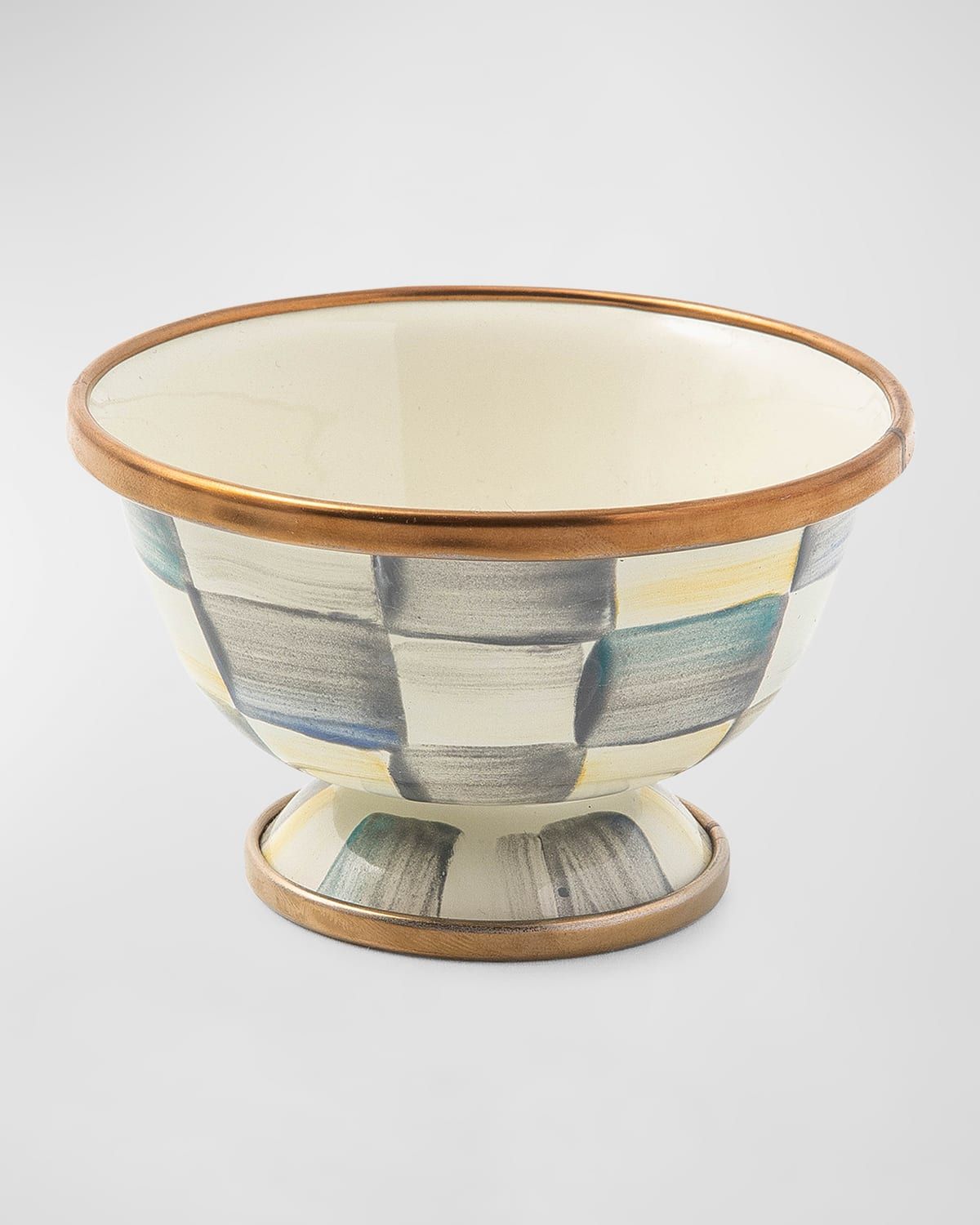 Sterling Check Enamel Little Sugar Bowl
