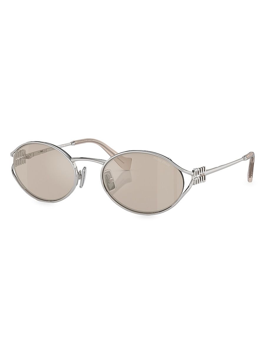 Women's 54MM Metal Round Sunglasses - Silver Cool Taupe