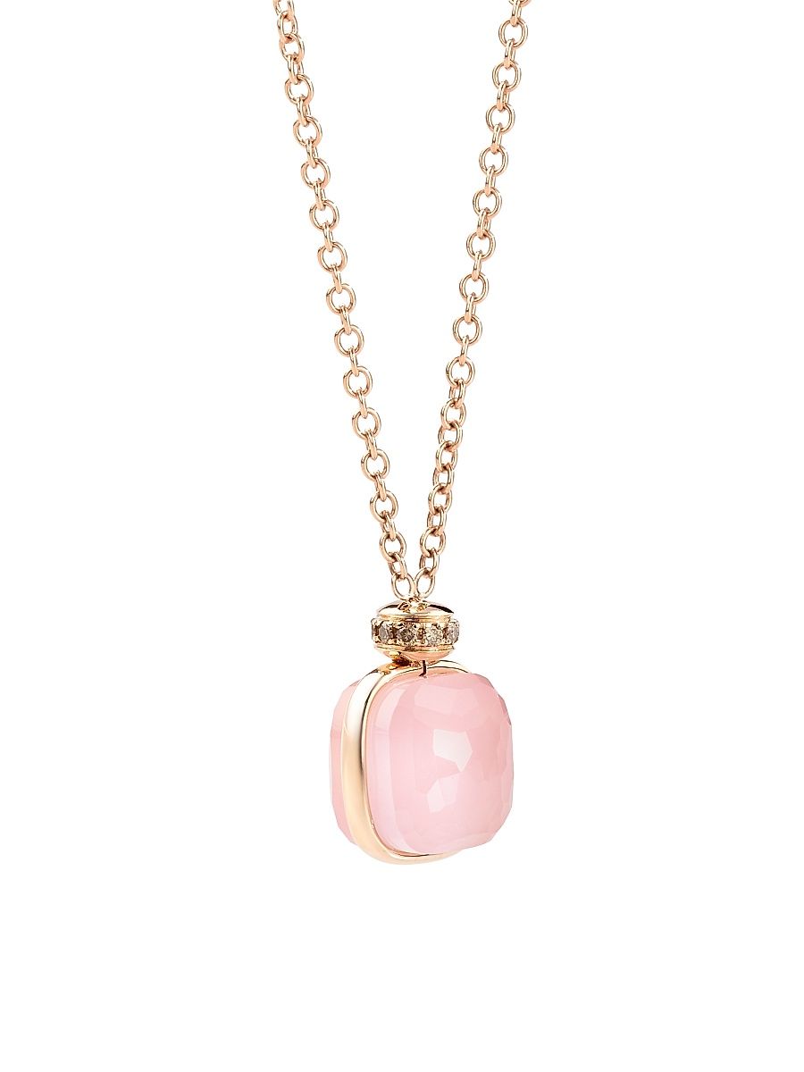 Women's Nudo Classic 18K Rose Gold, Quartz, Chalcedony & Diamond Necklace - Size 16