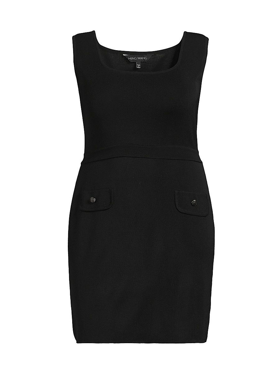Women's Plus Sleeveless Sheath Knit Minidress - Black - Size 24