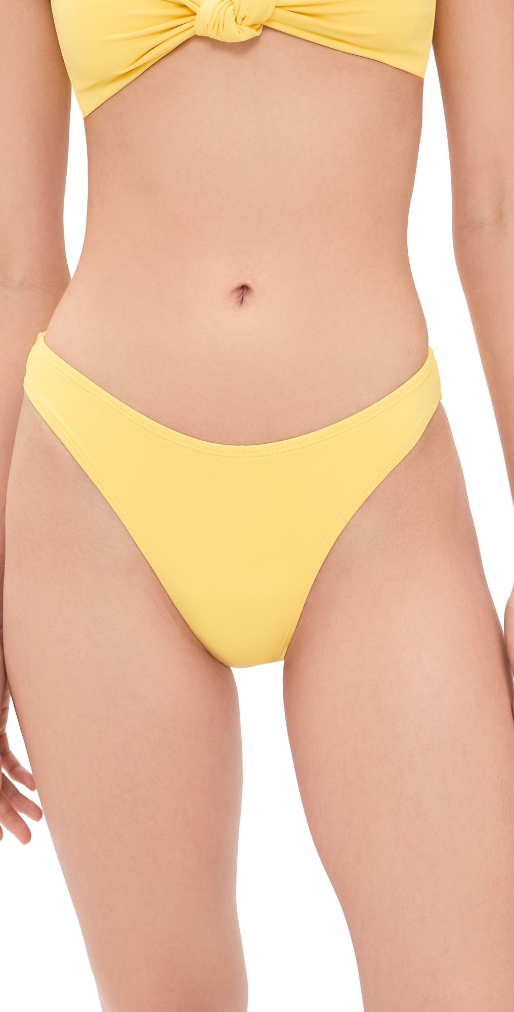 Good American Matte Good Waist Cheeky Bikini Bottoms Lemon Light L