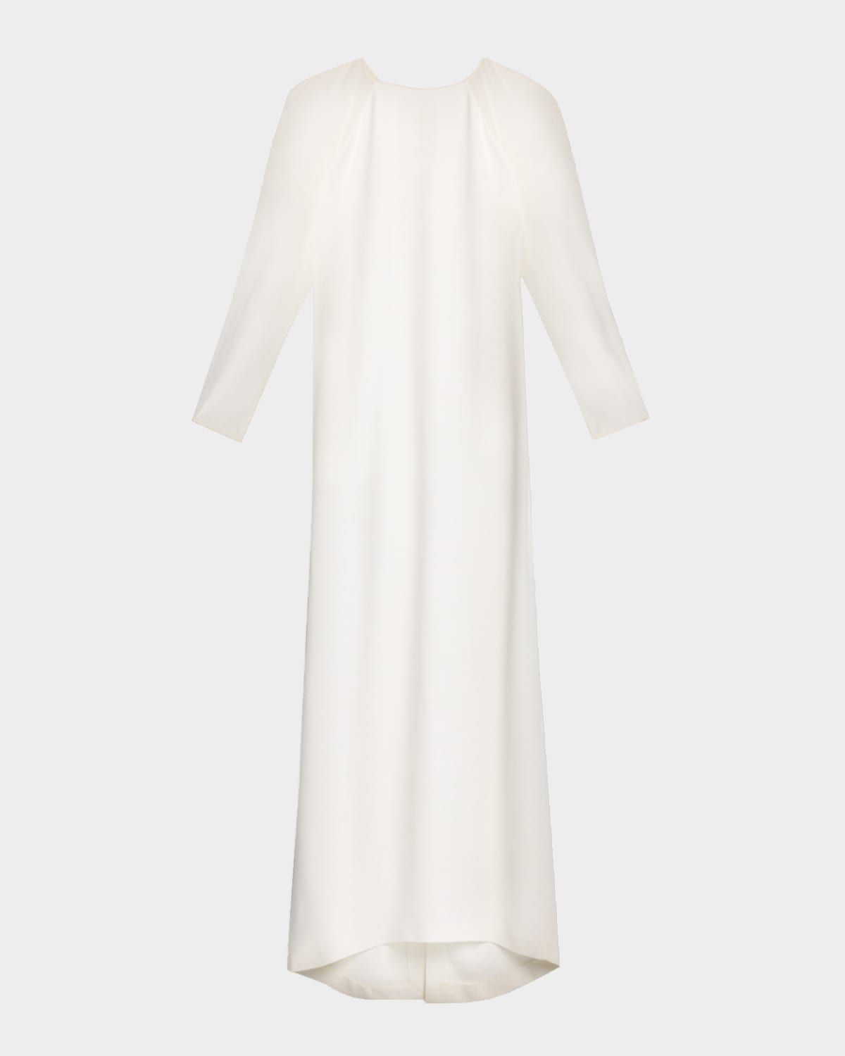 Sheer Long-Sleeve Stretch Cady Maxi Dress