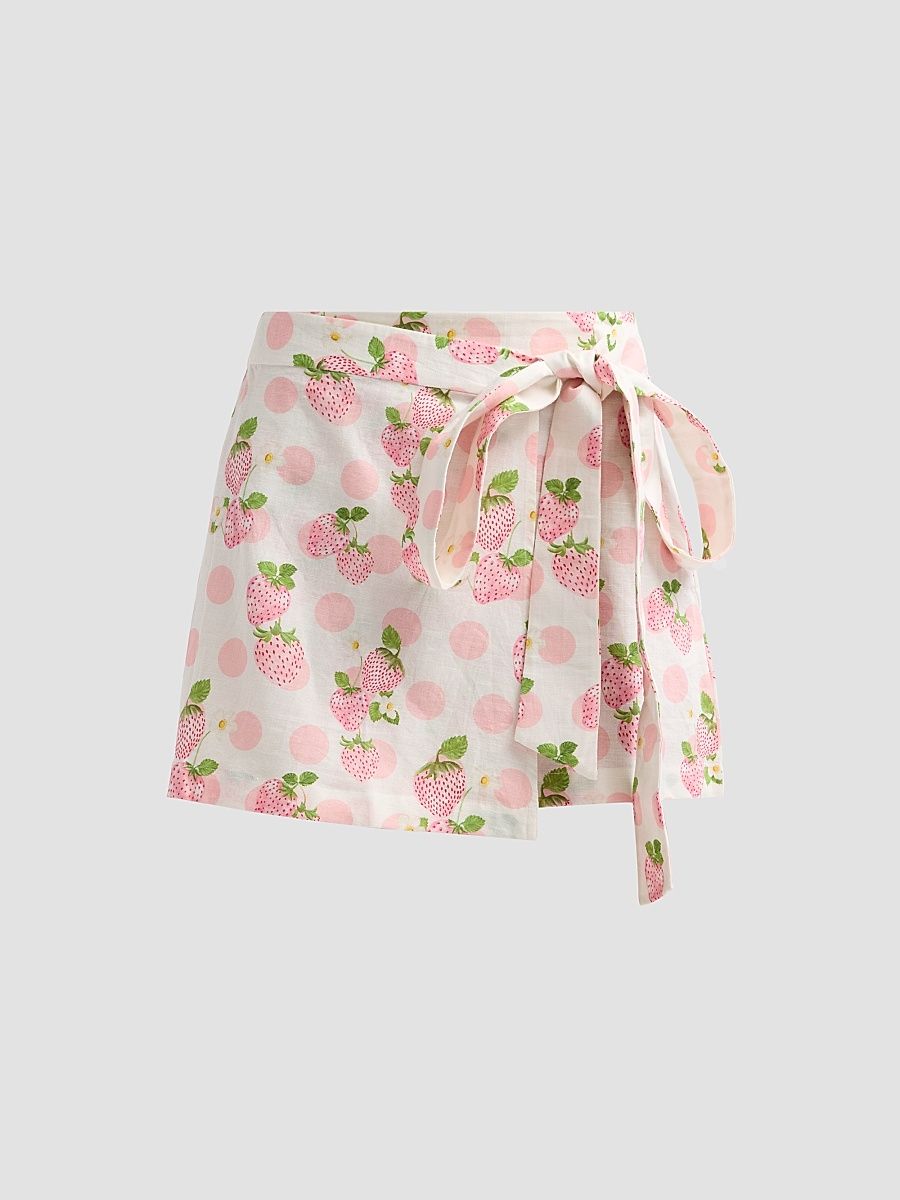 Women's Bejewelled Wrap Mini Skirt - Blush Berries - Size XL