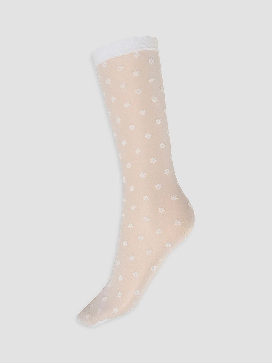Wolford Women's Daisy Floral Crew Socks - White