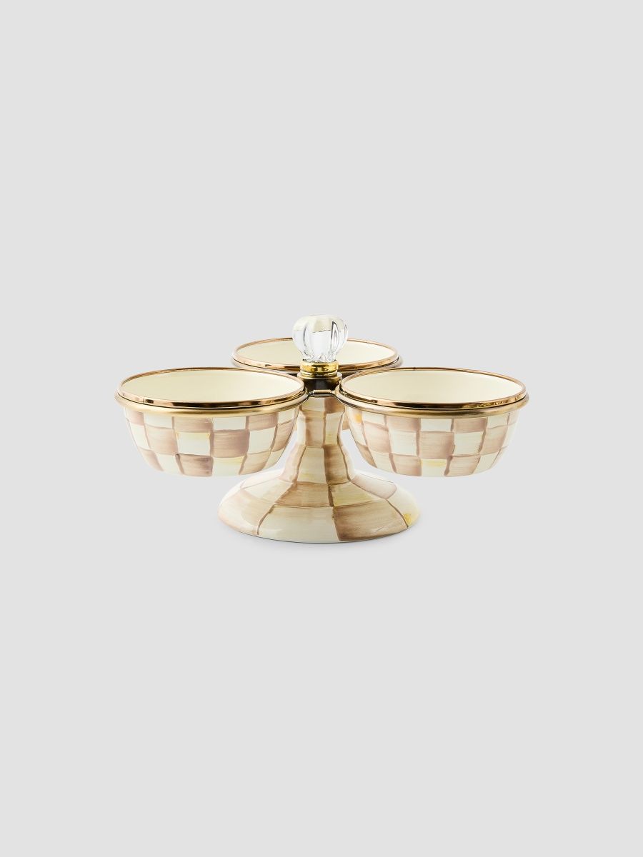 MacKenzie-Childs Mocha Check Triplicity Bowl