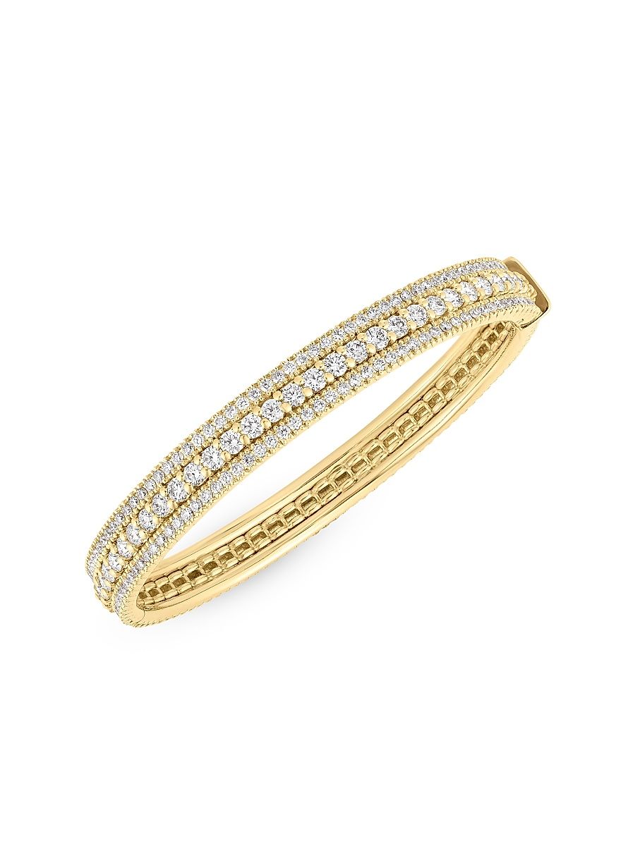 Women's Siena 18K Gold & Diamond Three-Row Bangle Bracelet - Yellow Gold