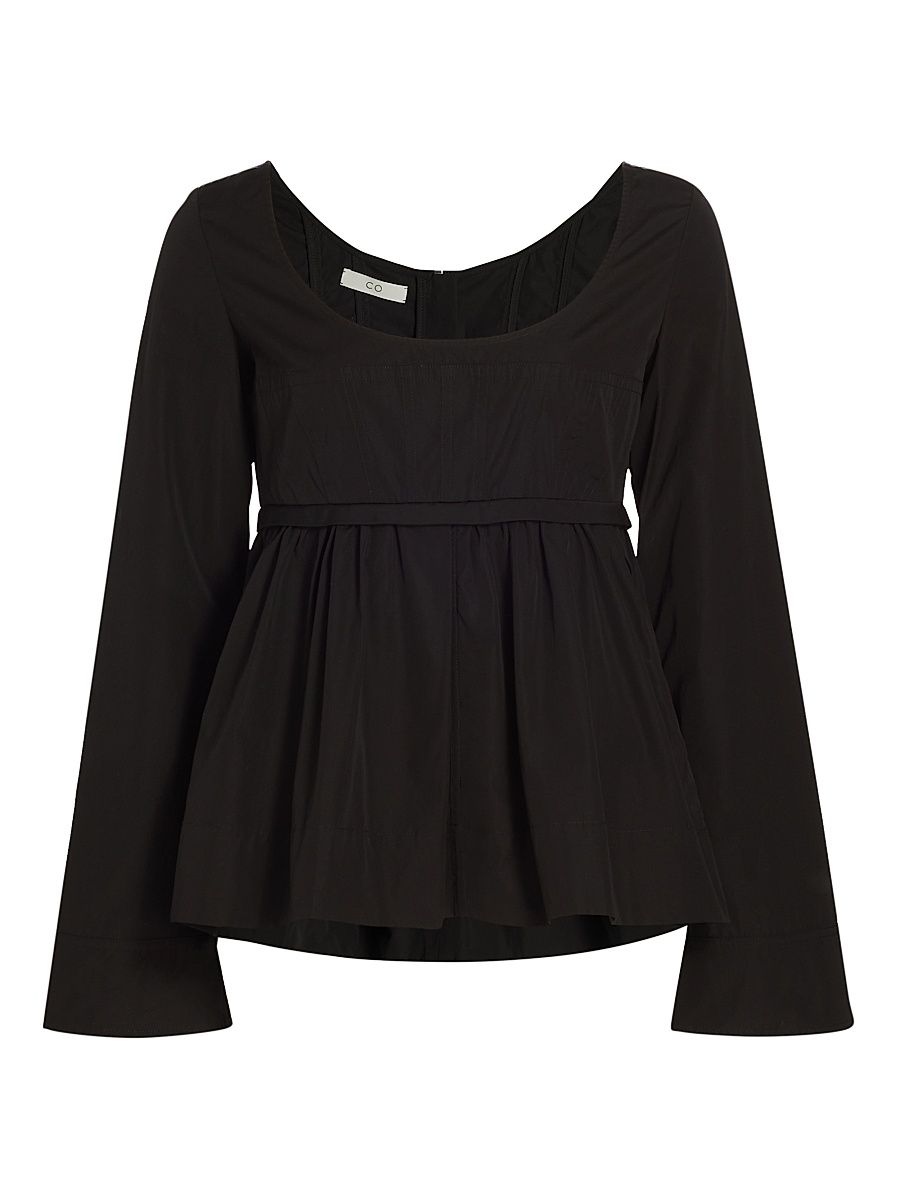 Women's Long-Sleeve Cotton Corset Top - Black - Size Medium