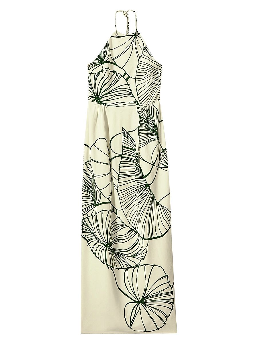 Women's Lexi Shell Halter Maxi Dress - White Green - Size 14