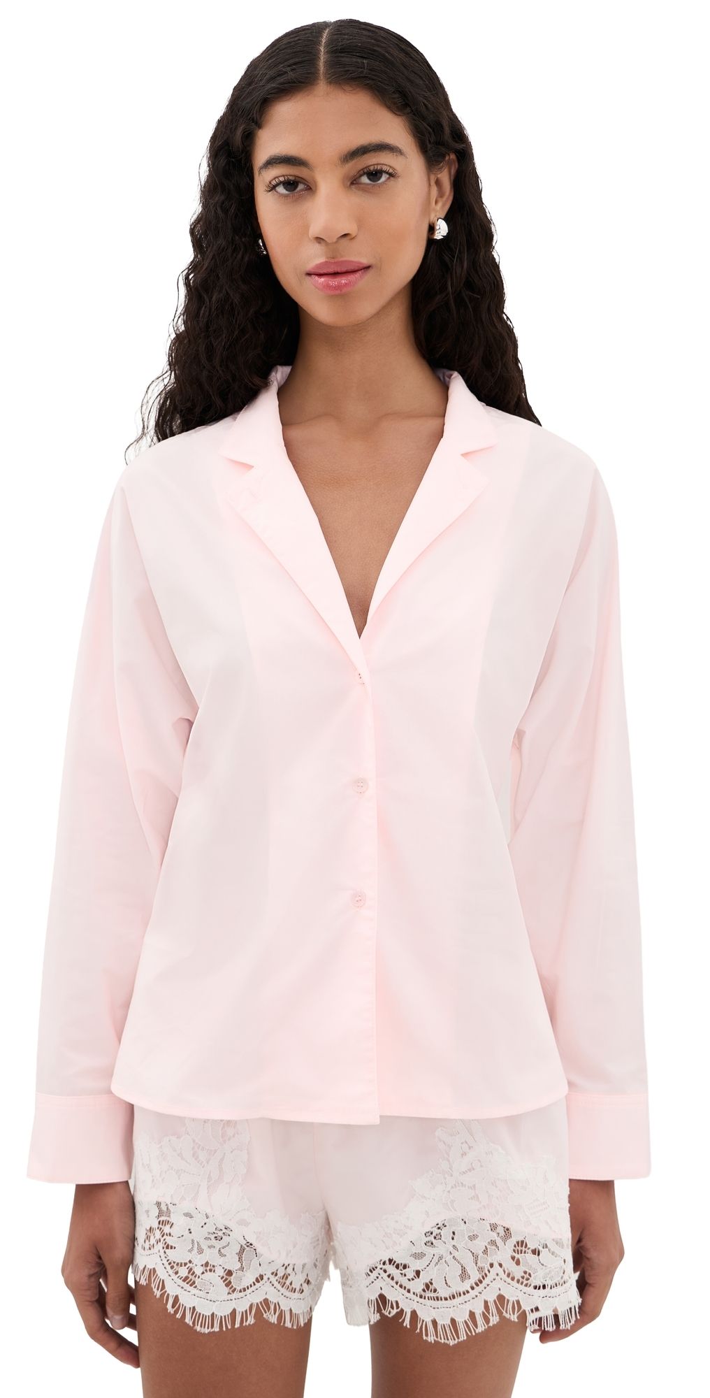 MAUDE CLUB Dakota Button Down Shirt Baby Pink S