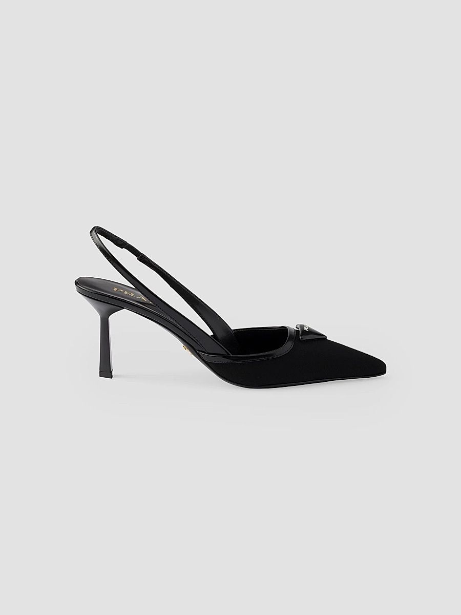 Women's Fabric Slingback Pumps - Black - Size 4