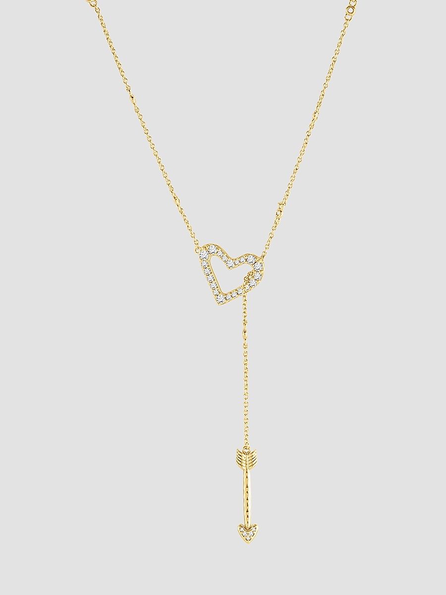 Women's Heart 18K-Gold-Plated & Cubic Zirconia Lariat Necklace - Gold