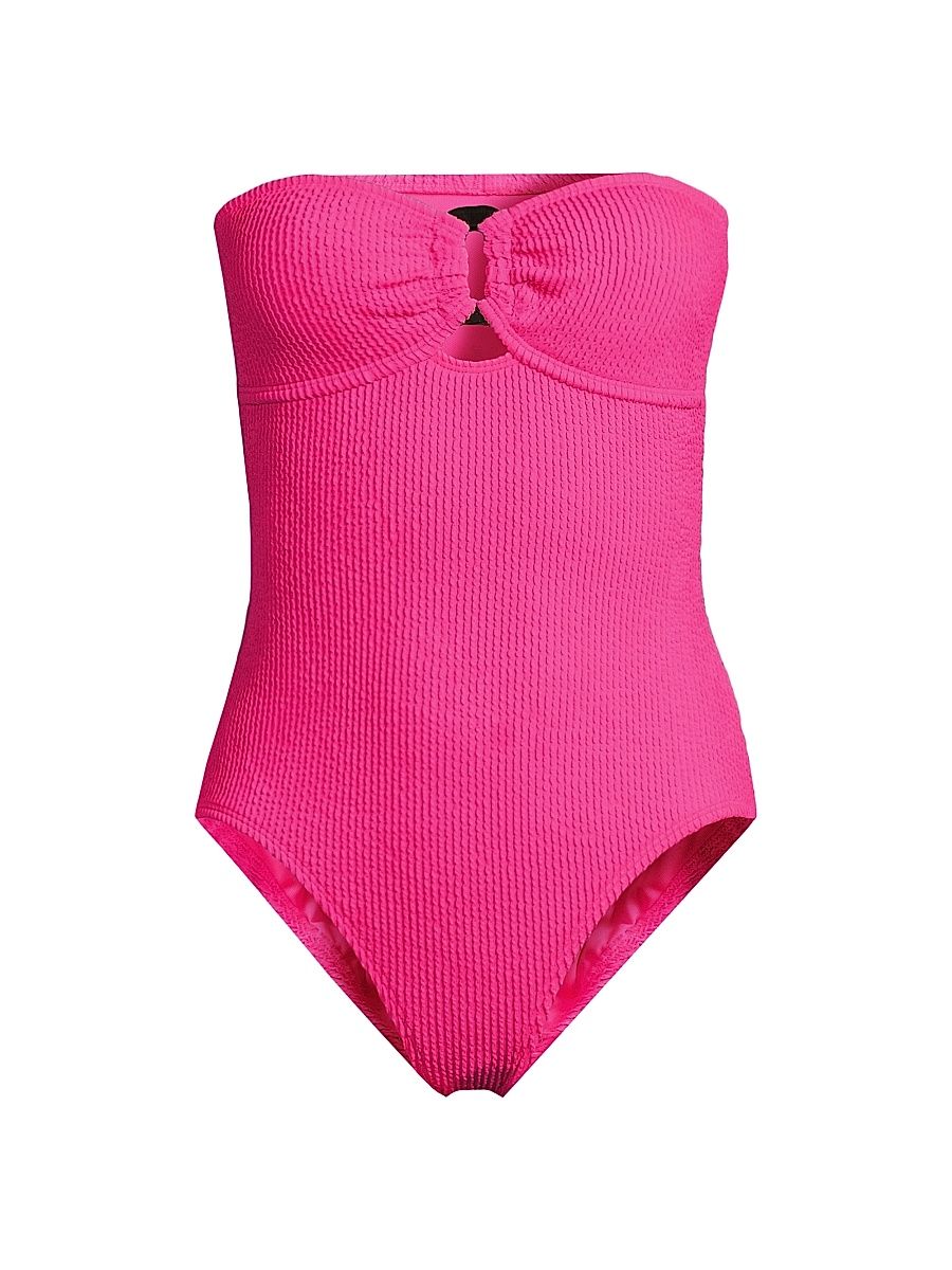 Women's Anneli Rib-Knit One-Piece Swimsuit - Passion Fruit Pink - Size 12