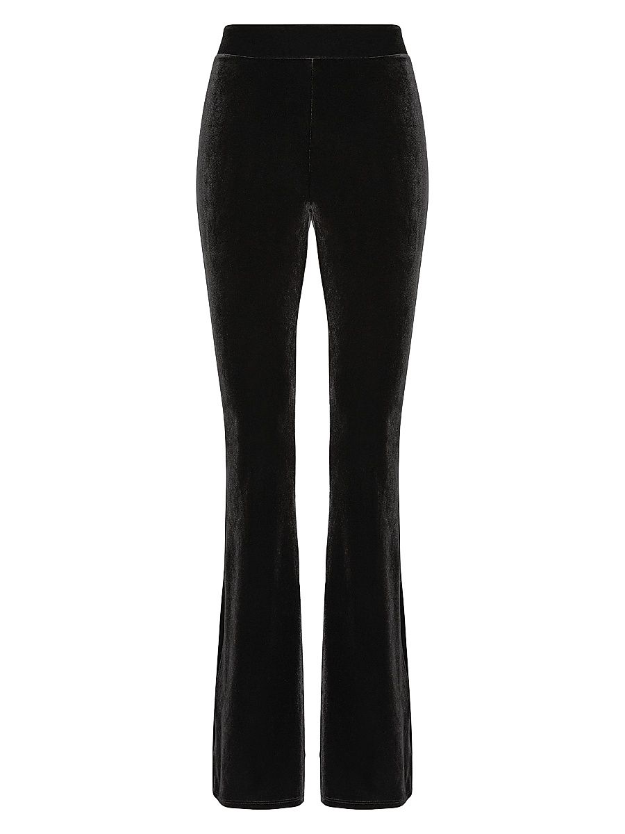 Women's Velvet Flare Leggings - Black - Size Small