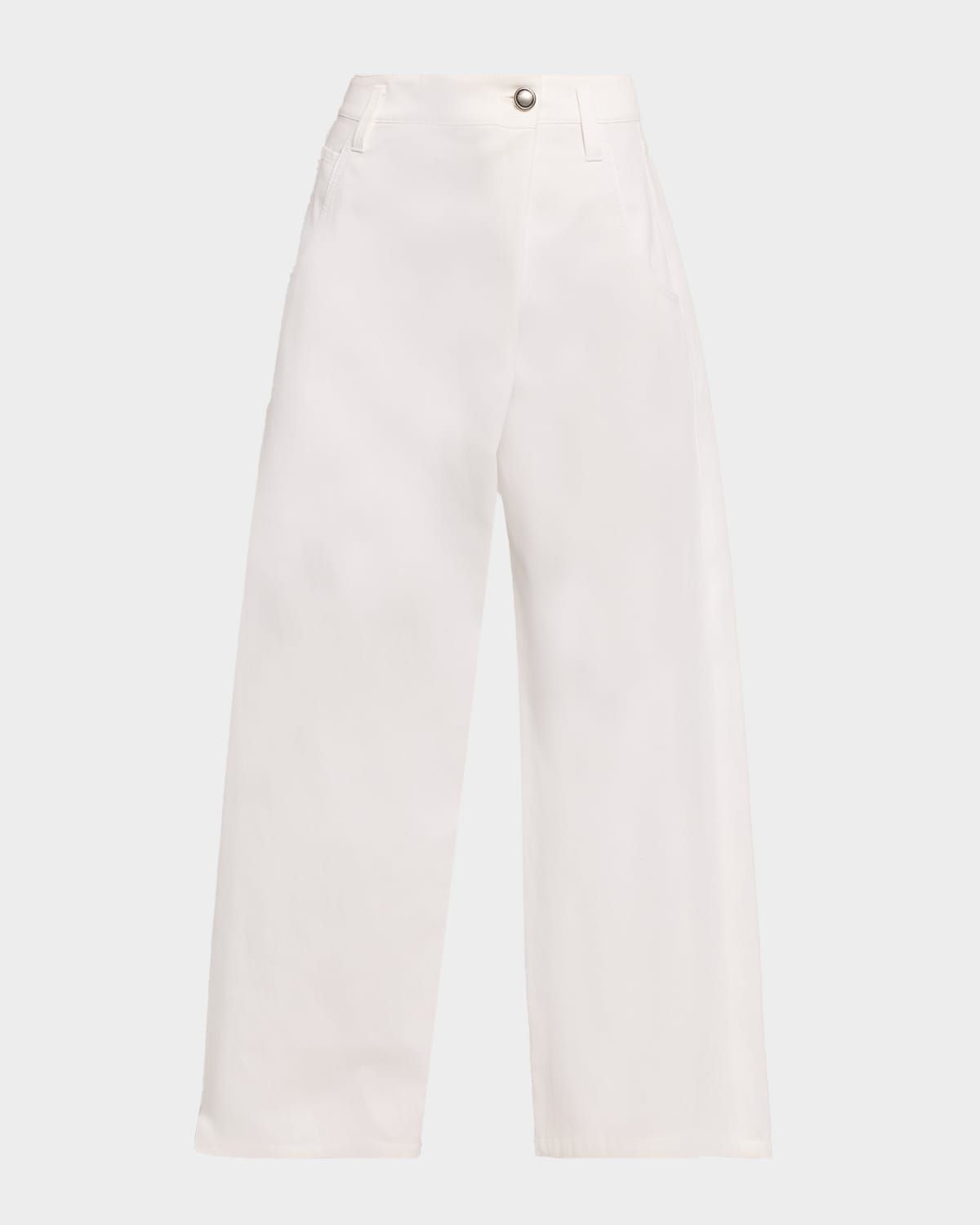 Cotton Paper Twill Wide-Leg Pants