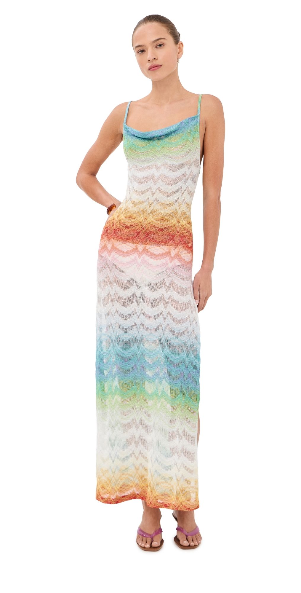 Missoni Cowl Neck Long Cover Up Dress Multicolor 40