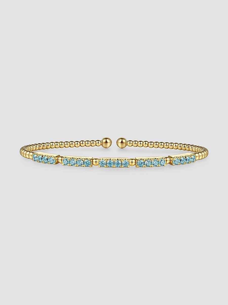 Gabriel & Co Women's Bujukan 14K Yellow Gold & Blue Topaz Beaded Cuff - Yellow Gold