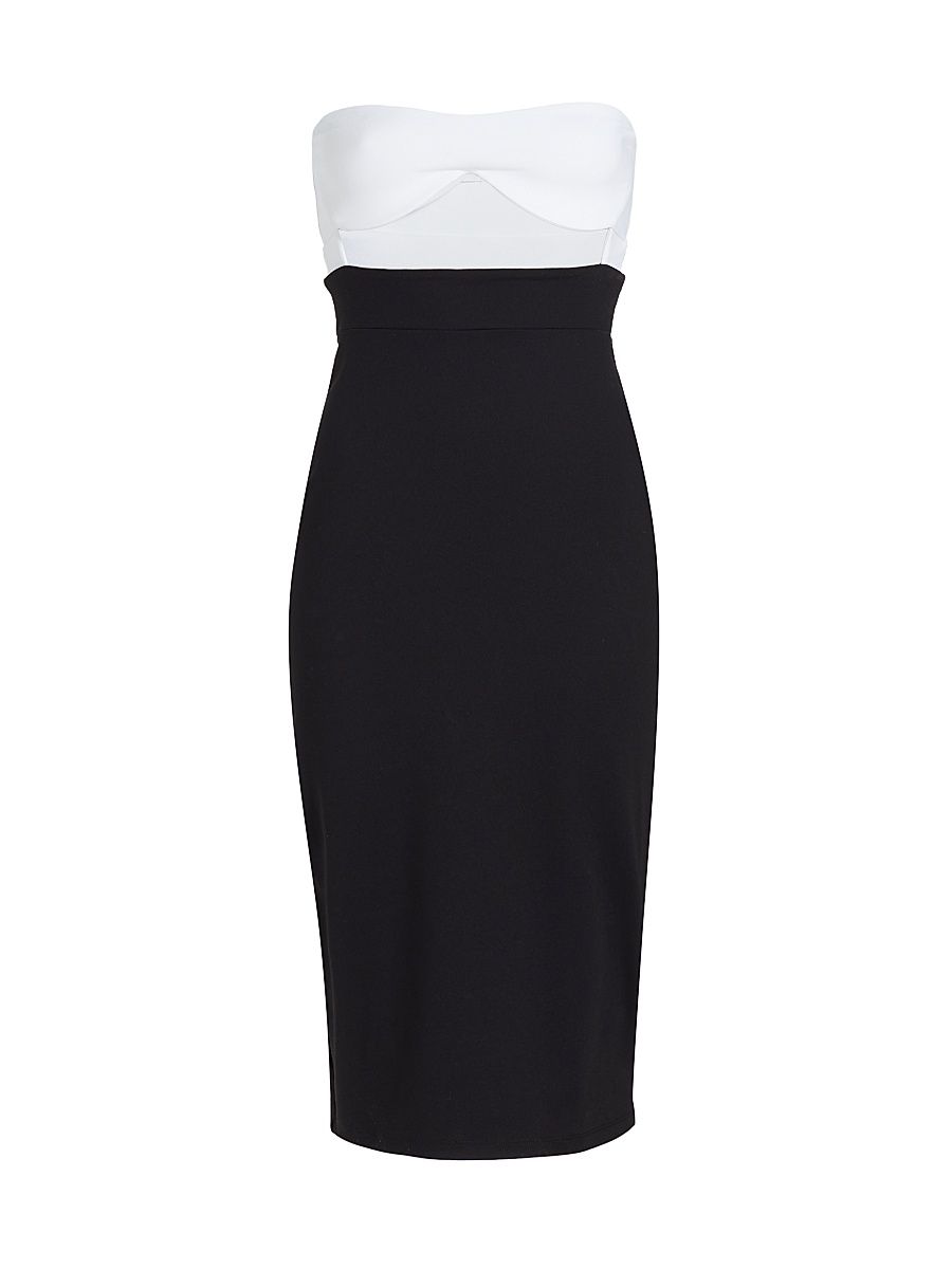 Women's Colorblock Cut-Out Tube Dress - Black White - Size Large