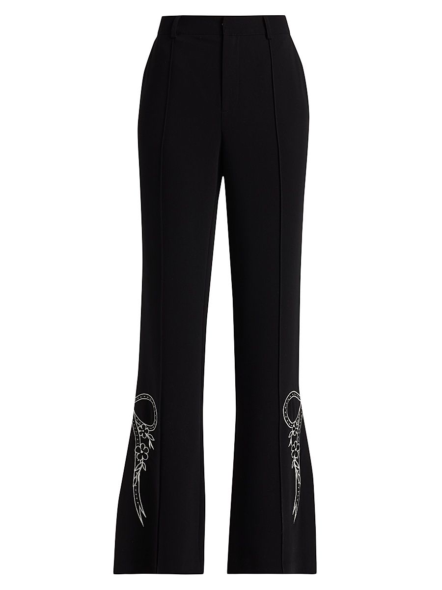 Women's Abeline Cascading Ribbon Pants - Black Ivory - Size 2