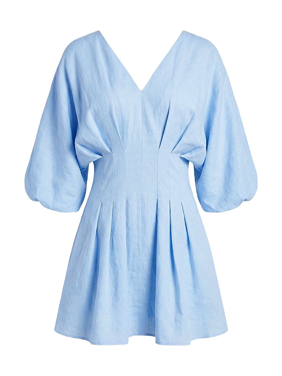 Women's Nicoline Linen Pleated Minidress - Sky - Size 12