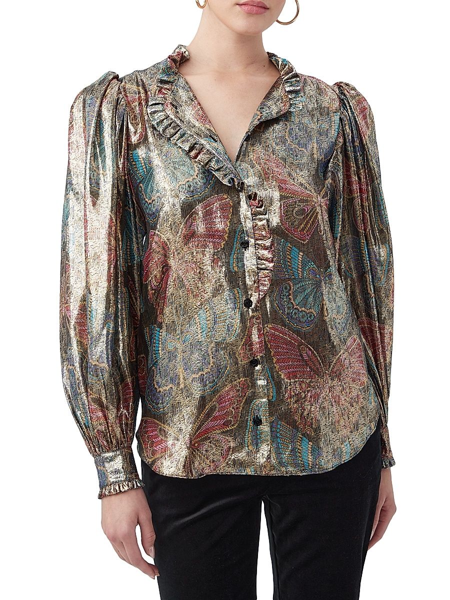 Women's New Moon Metallic Butterfly Top - Size Large