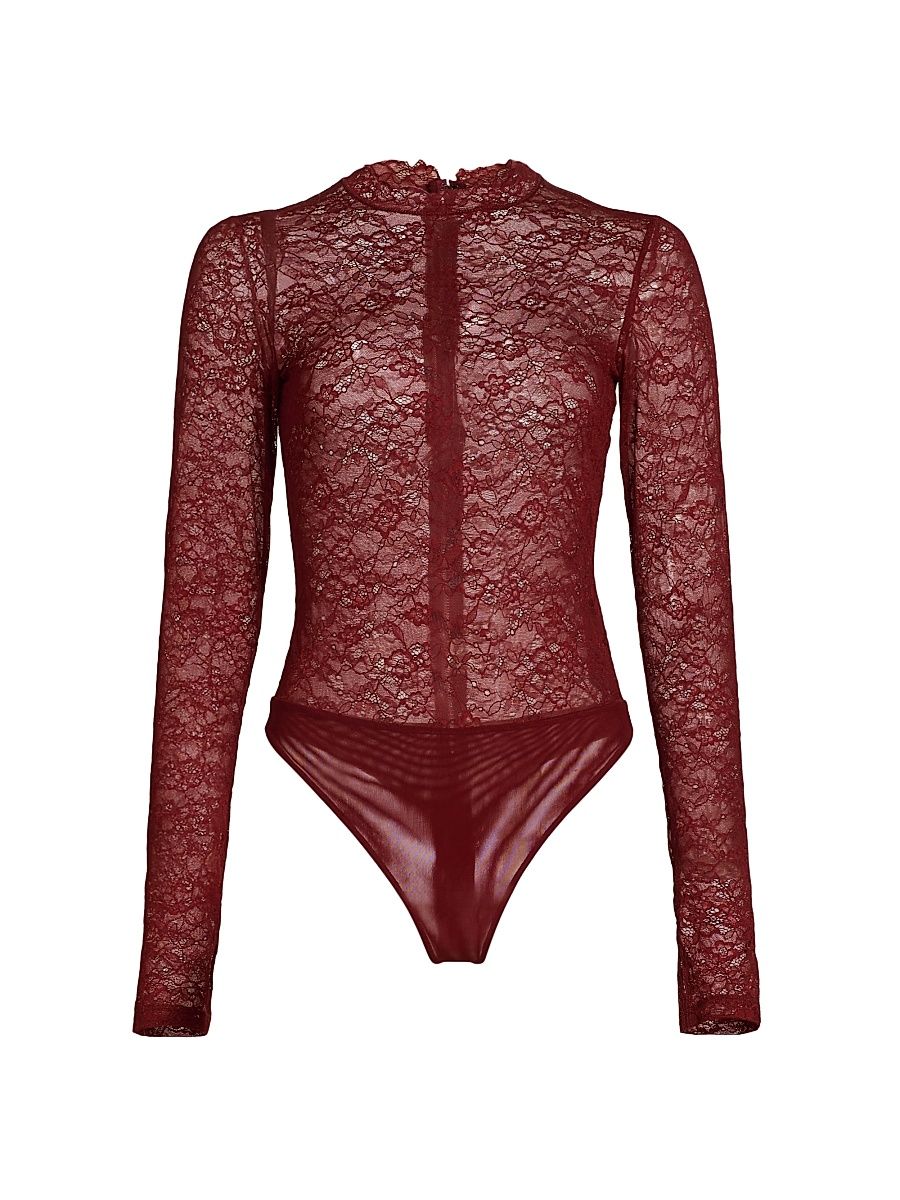 Women's Taeyn Lace Bodysuit - Oxblood - Size Large