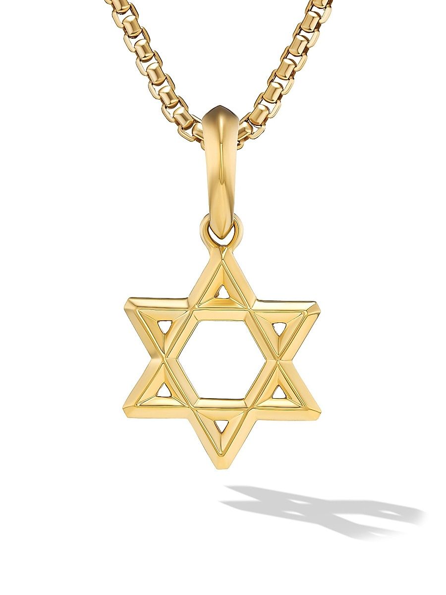 Men's Star of David Pendant in 18K Yellow Gold, 19MM - Gold